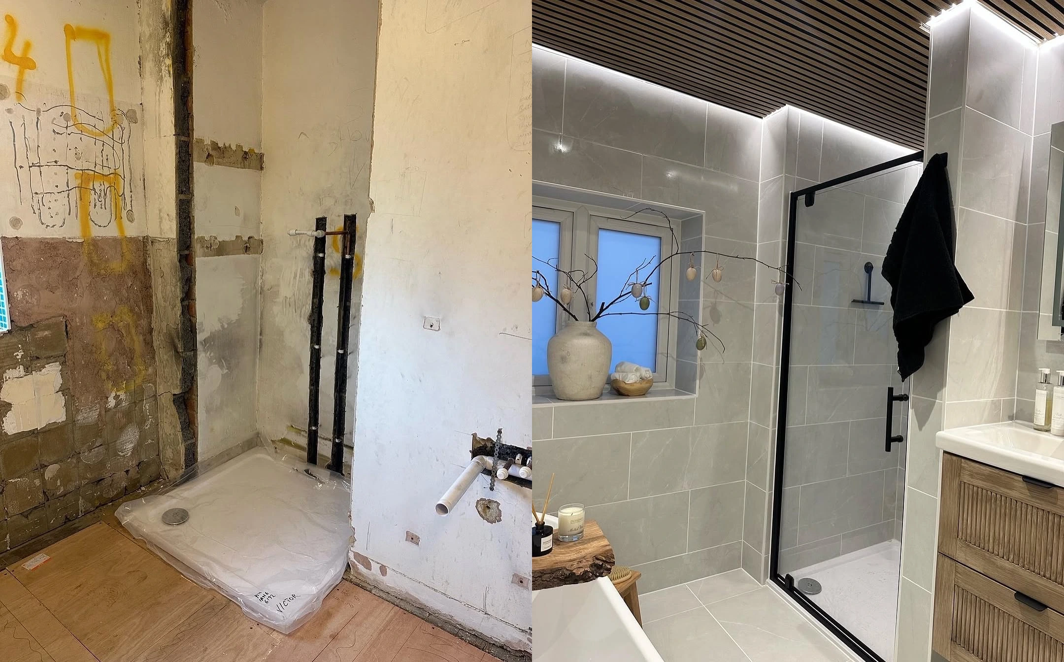 Living room before and after renovation by Chanakya Interiors